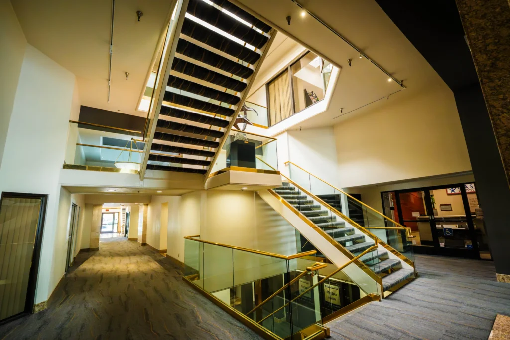 Wide view of the staircase in the 2300 Building
